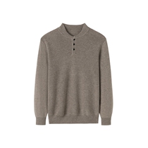 Fuxiang Forest from Ordos City 100% cashmere half high collar three button ingot needle thick mens pullover sweater