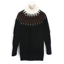 Semi-high collar black and white collage Thickened Cashmere Dress Woman Mid 100 pure mountain cashmere warm cover fur coat