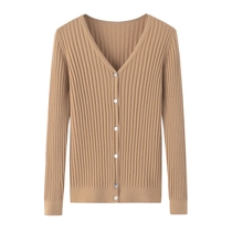 Fu Xianglin 2021-year winter V neckline with lady cashmere sweatshirt with long sleeves and warm knitted sweater jacket
