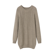 Fu Xianglin Semi-high collar 7-pin 7-pin thickened with dress 100% Mountain cashmere sleeve head woman sleeve dress thick and warm