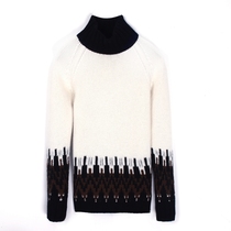 Odos city half high collar black and white Thickened Cashmere Sweatshirt Woman 100 Pure Mountain Cashmere Warm Cover Fur Coat