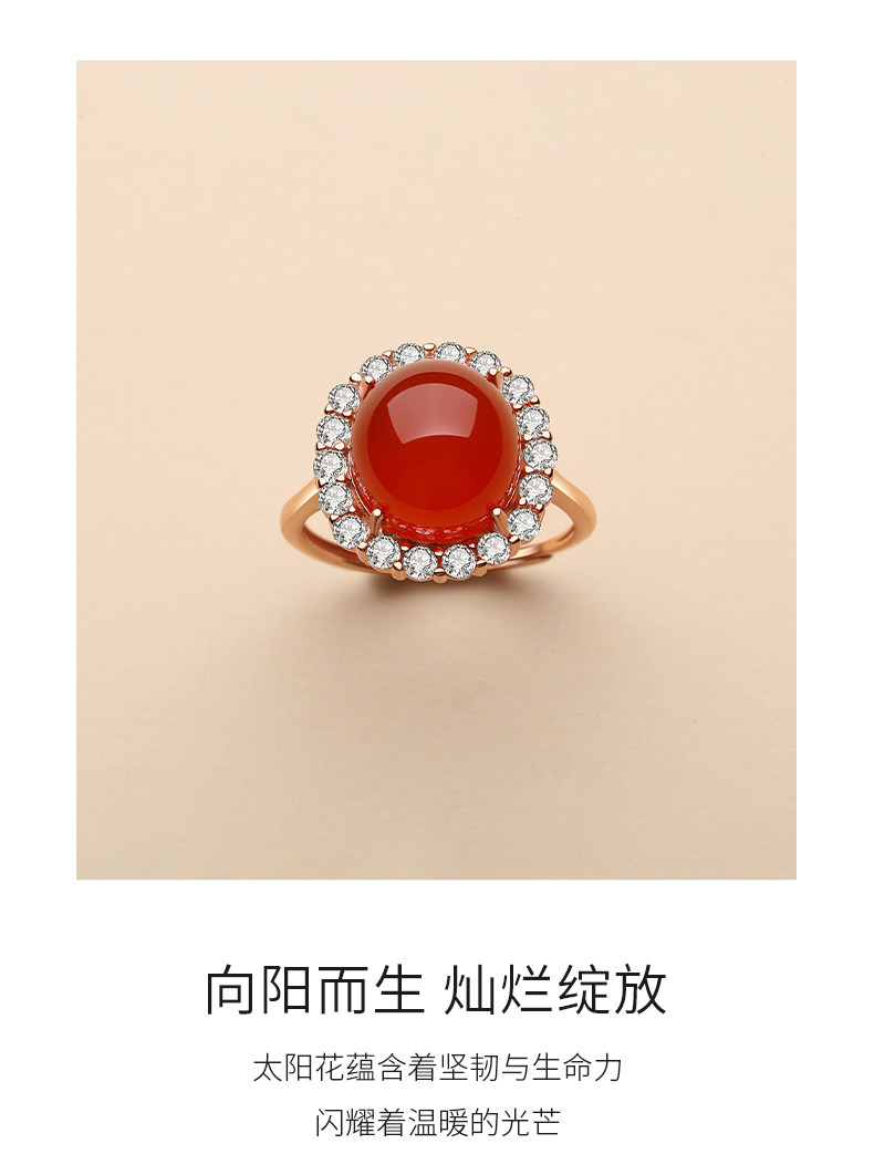 Серьги 保山冰红起萤光向日葵耳针女款银镶南红玛瑙九紫离火高级感耳饰 In lady