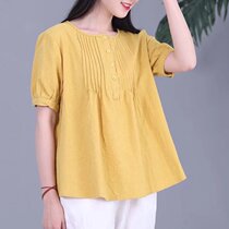 Pregnancy maternity dress Short sleeves full cotton cotton linen blouse Pregnant Woman Doll Blouse Shirt Summer T-shirt Fashion style Shirt Fashion