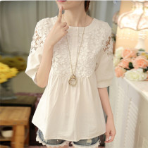 2022 summer clothes gestation woman dress small child full cotton pregnant woman short sleeve blouses lace pregnant woman T-shirt outwear the undercoat