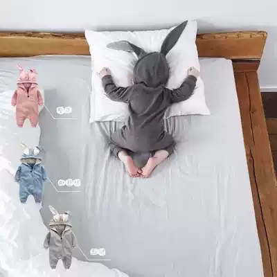 ins Big-eared baby rabbit jumpsuit Spring and autumn baby cotton tide suit Haiyi Autumn newborn climbing suit 0-1 years old