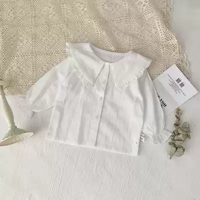 Korean version of the baby cotton top princess white shirt girls ' lapel all-match 3 net red baby bottoming clothes 1-2 years old