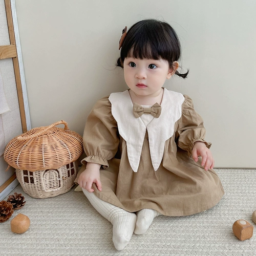 Осеннее платье для девочек, демисезонный наряд маленькой принцессы для раннего возраста, комплект, в корейском стиле, в западном стиле