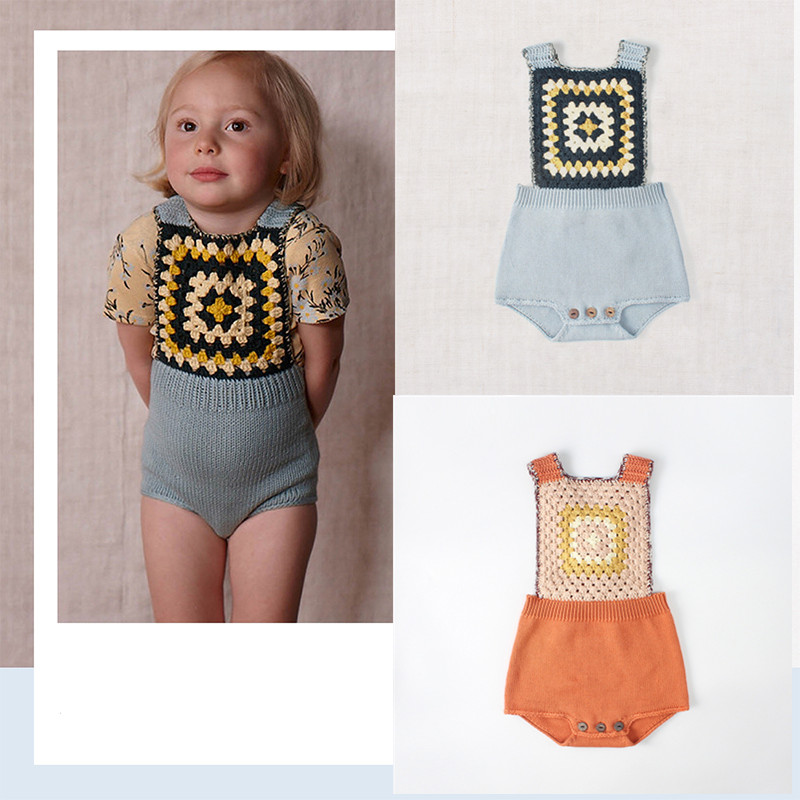 ins same baby sweaters with sweaty hair line autumn winter knit cross cuddling bag pants baby khayXia climbing suit 0-3 years old