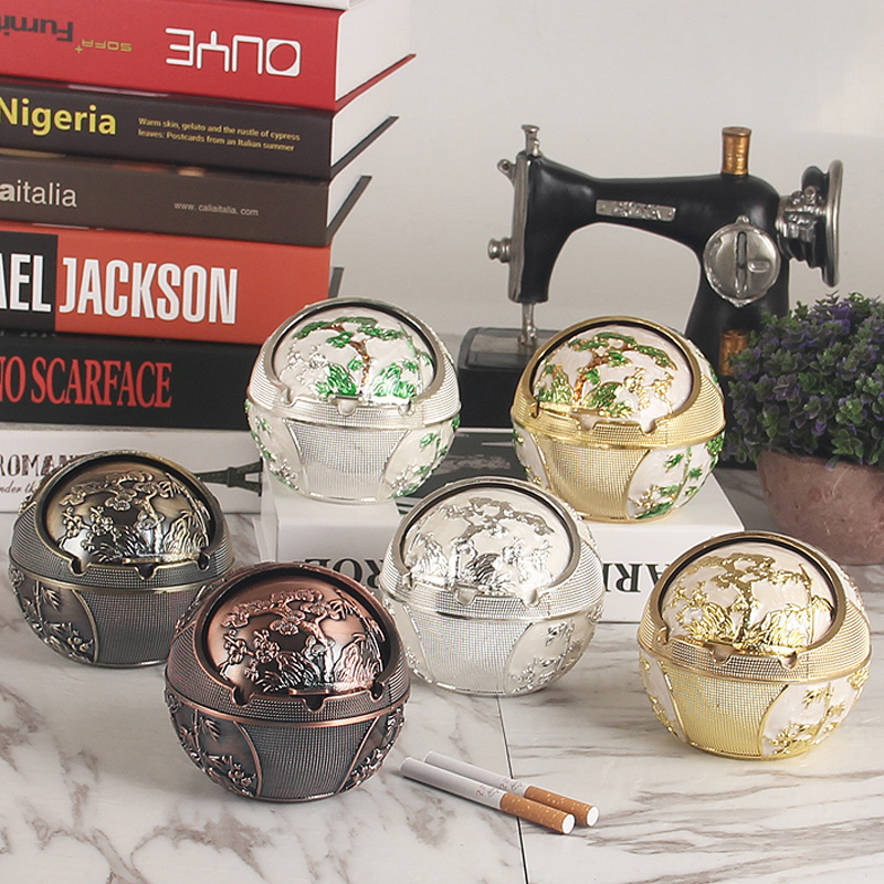 Eurostyle retro creative cigarette ash tray with lid extravagant and upscale personality Home Fly Ash Living Room Tide Smoke