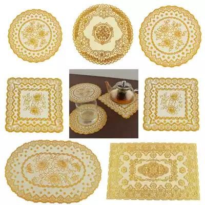 Nordic bronzing mat PVC ashtray mat Coffee table round teacup mat Vase mat KTV bar golden decoration mat