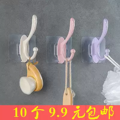Strong sticky hook creative kitchen bathroom wall load-bearing coat hook no trace nail-free door rear adhesive hook hanger