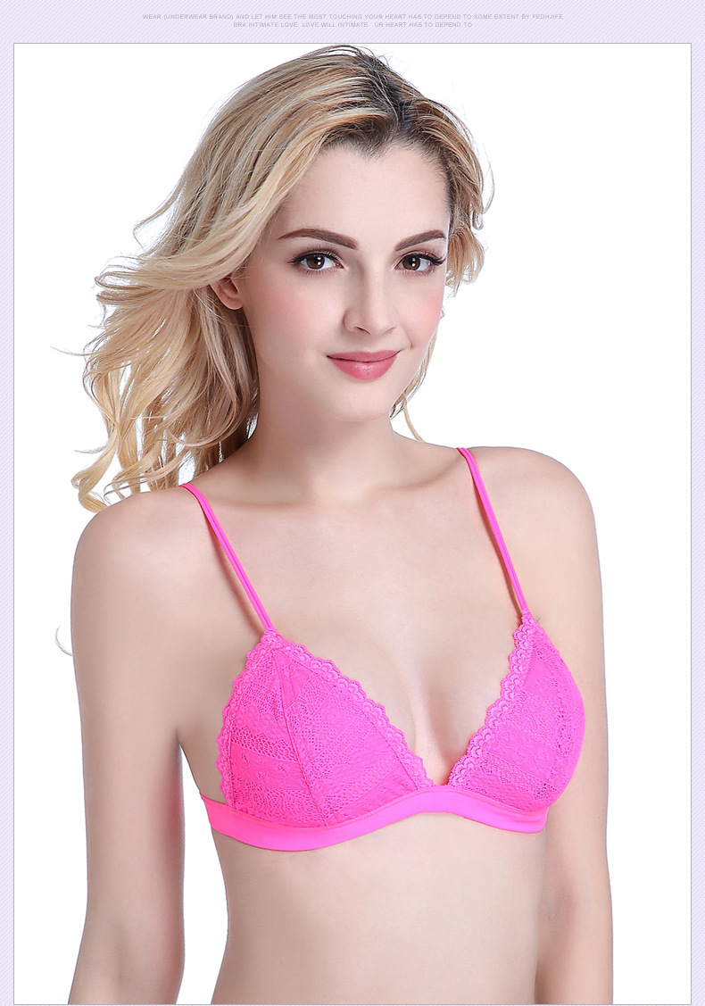 Áo ngực siêu mỏng không có vòng thép có thể điều chỉnh thoáng khí đồ lót ren gợi cảm bikini 1 mảnh