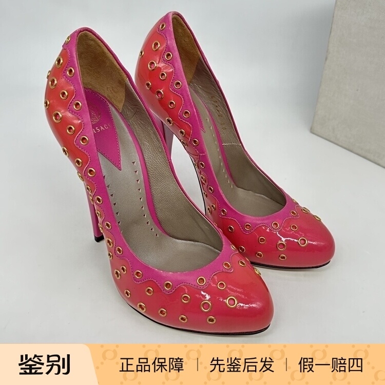 X1080 Hangzhou Milan Famous Brand Consignment Store Versace Versace Color-Block Studded Women's High Heels