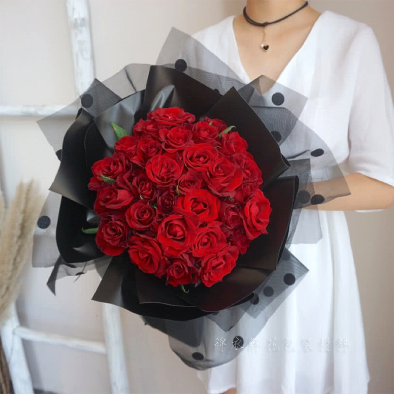 Monroe Yarn Flocking Polka Dot Florist Package Flower Gauze Mesh Valentine's Day Bouquet Packaging Yarn Flower Floral Packaging Material