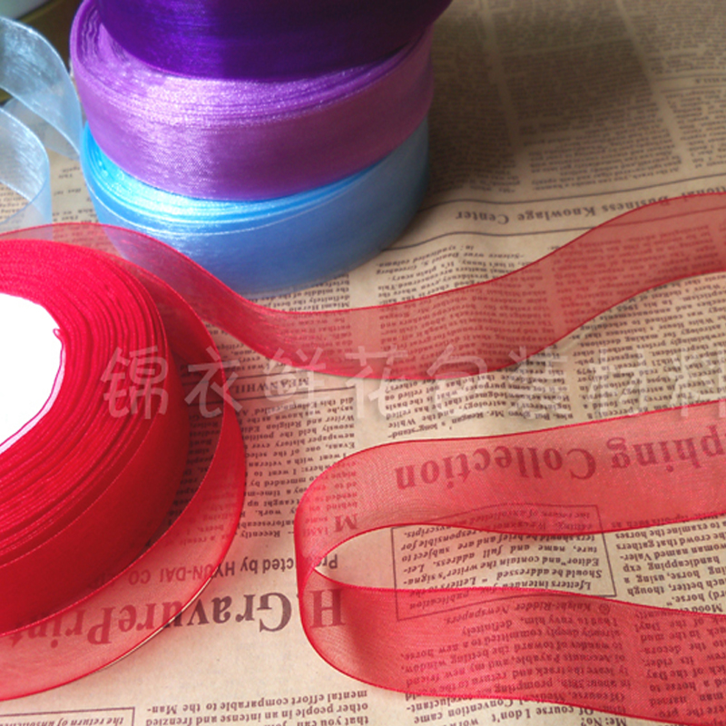 DIY Ribbon Ribbon 2 5cm Snow Gauze Ribbon Transparent Chiffon Bow Hairpin Handmade Decorative Bouquet Colorful Ribbon