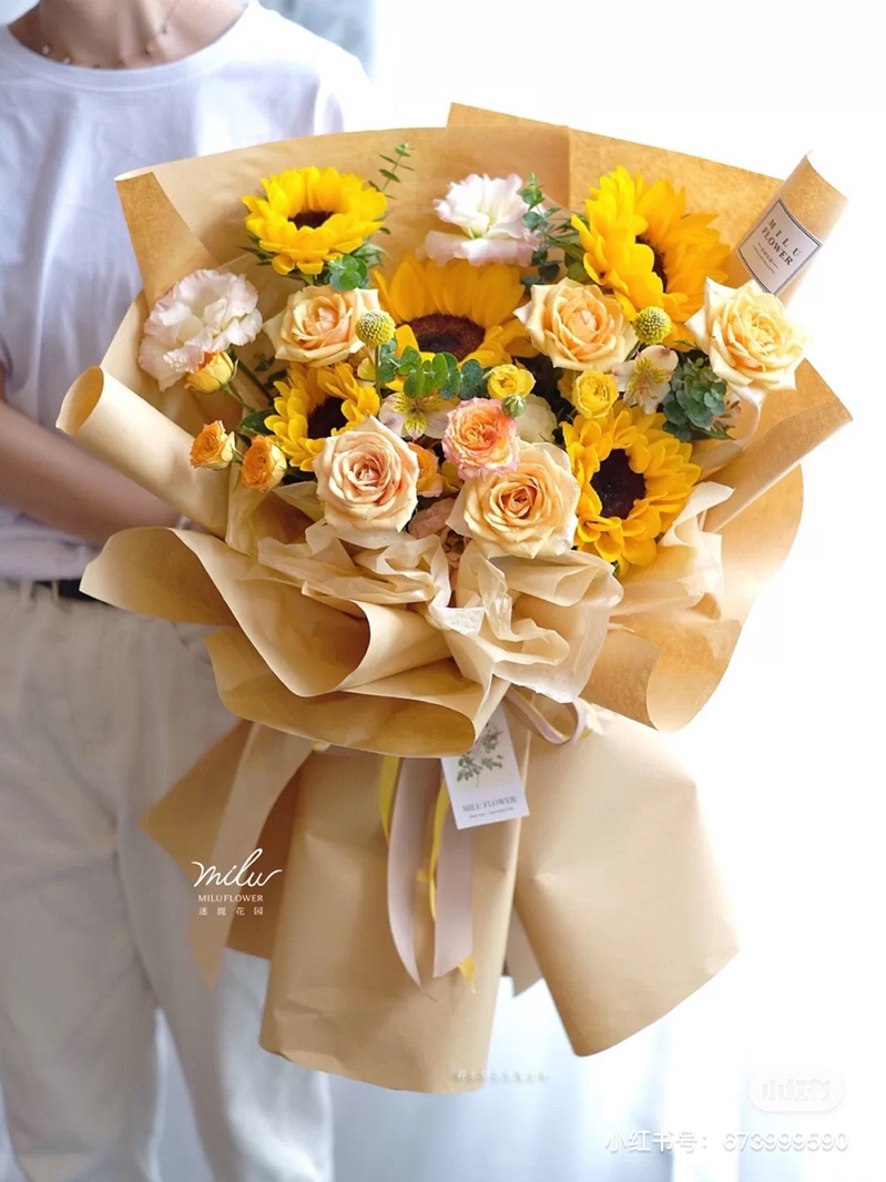 Solid color kraft paper vintage literary wild package flower paper Flower shop supplies Bouquet wrapping paper Flowers dried flower material