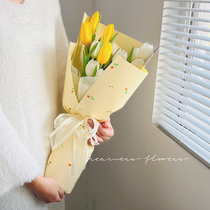 Tulip Valentines Day New Oya Paper Meritocracy Flowers Packaging Floral Bouquet Duet Boutique Gift Shop Supplies