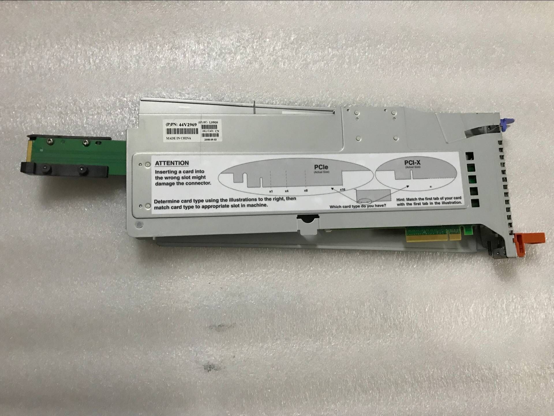 Original installation of the IBM 57B9 RAID card 44v3432