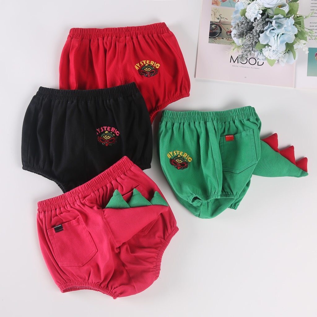 Pure cotton interesting male and female embroidered children 100 days photos of colorful dinosaur tail triangle PP fart lantern bread shorts