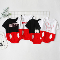 Summer foreign trade classic cartoon Mickey mouse men and women treasure baby hundred days Zhao climb suit parent-child couple size T-shirt