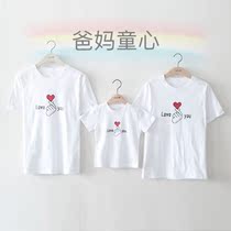 20 Xia Bixin parent-child short sleeve love you gesture a family of three or four boys climbing clothes foreign trade cotton class group clothes T-shirt