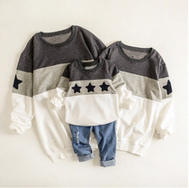 Autumn and winter stripes parent-child thick velvet star family portrait three or four British couples men and womens clothing class