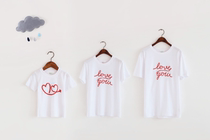 Summer parent-child short love family portrait baby climbing clothes 100 days of cotton siblings cotton siblings large size couples T-shirt