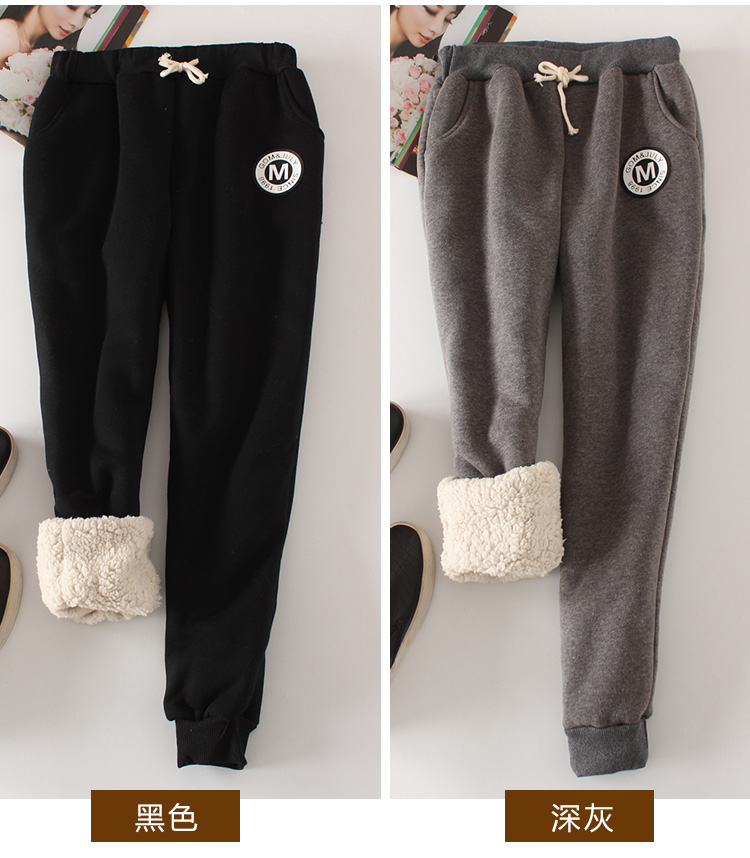 Đặc biệt hàng ngày quần mùa đông lỏng lẻo ấm dày cộng với chân nhung quần cotton quần da cừu kích thước lớn của phụ nữ cardigan nữ