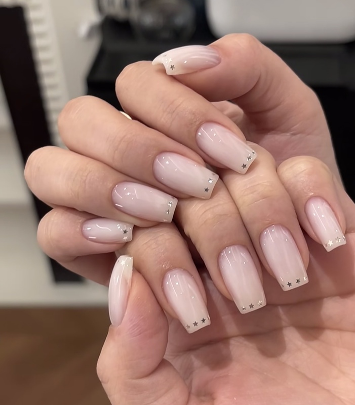 Handmade Nails, New Spring/Summer Style, High-End Texture, Exquisite Old Money Style, Nude Color French Star Manicure