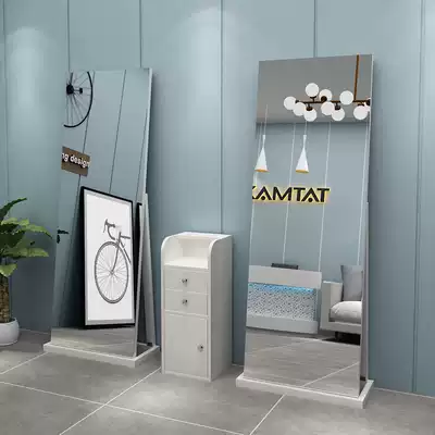 Solid Wood Net red hairdressing mirror table fashion fresh Shop double-sided floor mirror hair salon dedicated single-sided mirror with Cabinet