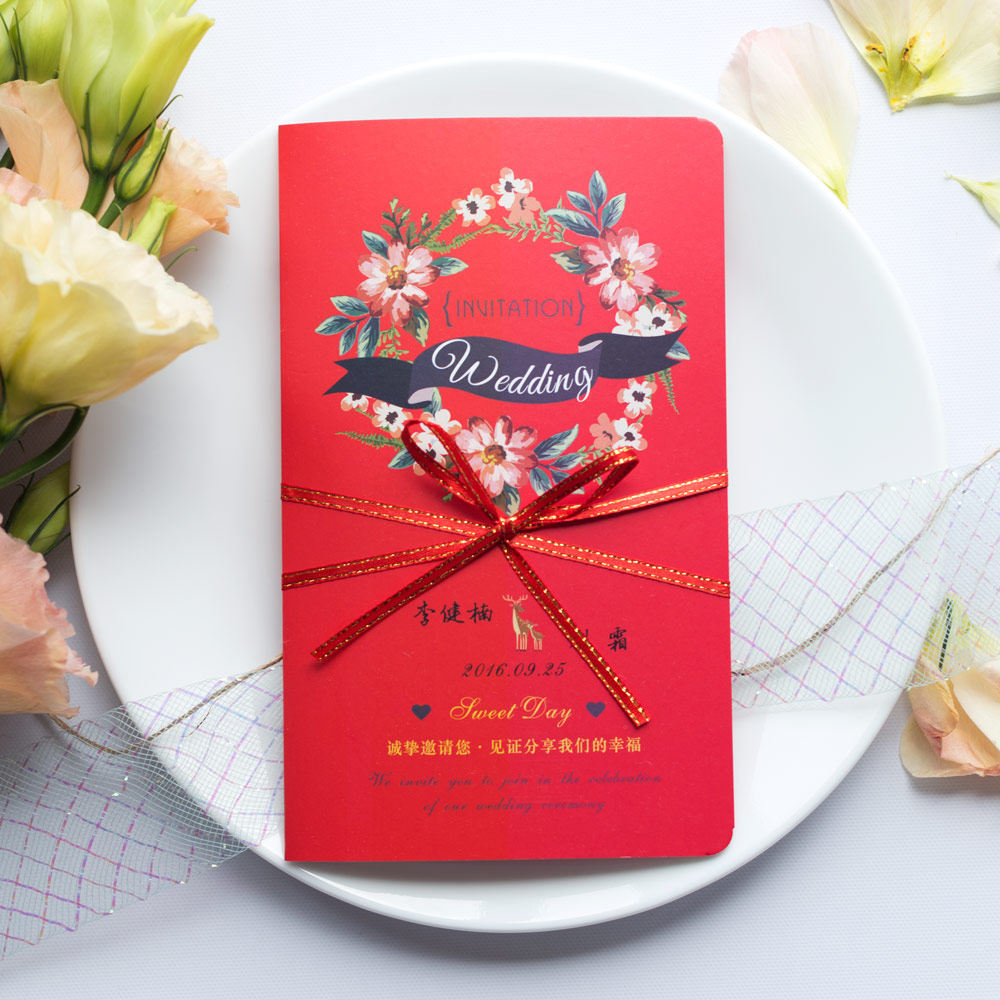 Creative wedding invitation 2020 invitation wedding invitation red invitation Carson Department small fresh custom photo INS