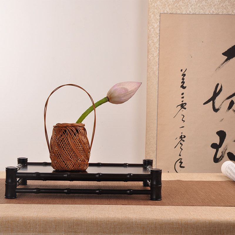 Red Acid Branches Solid Wood Bamboo Festival Tea Sample Tray Teapot Teapot Storage Nursery Base Bamboo Festival Kang Several Incense Stove Bonsai Pendulum Pieces