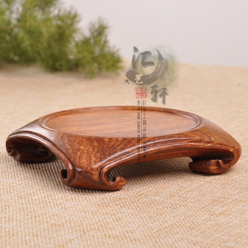 Flower Pear Wood Small Leaf Red Sandalwood Round Solid Wood Purple Sand Teapot Bronze Incense Stove Jade Sculpture Pendulum Piece Vase Miniature Bonsai Base