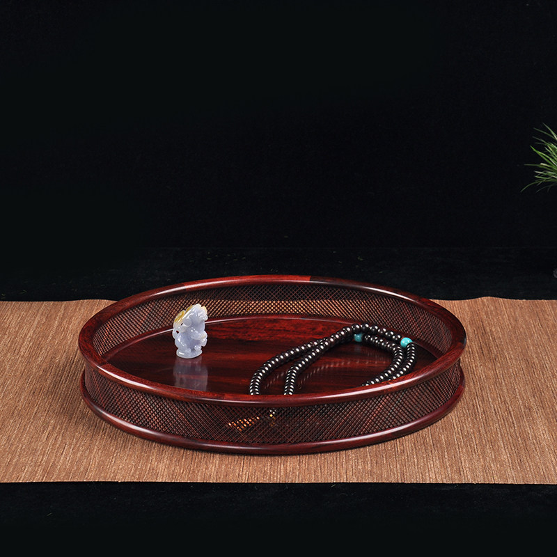 Cao Huihe satisfactorily Purple Golden Moon Revenue-generating Na Red Wood Creative Text Pan Tea Sample Tray Jade Display Wooden Tray Hand Care Tray