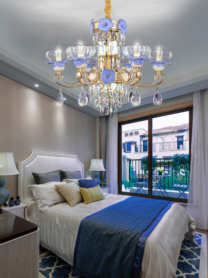 New French-Style Crystal Chandelier for Living Room, Light Luxury Duplex, European-Style Dining Room, Master Bedroom, Luxurious Ceramic Chandelier