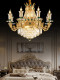 All-Copper French-Style Villa Duplex Large Chandelier, Living Room Crystal Lamp, Grand European-Style Self-Built House Hollow Luxury Lighting Fixtures