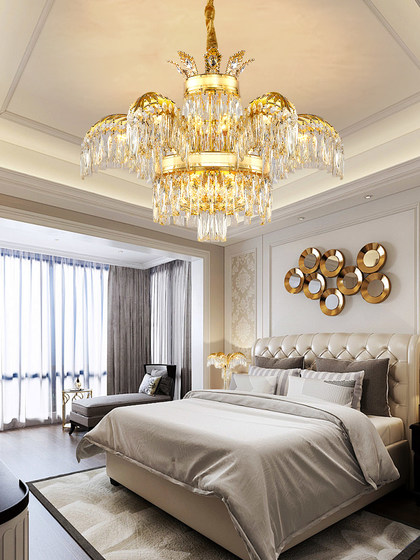 Crystal Chandelier for Living Room, European-Style Light Luxury Villa, Large Chandelier for Duplex, Dining Room, Bedroom, 24K Gold Grand Lighting Fixtures