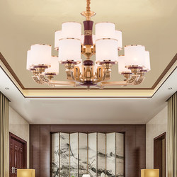 All-Copper Duplex Chandelier, New Chinese-Style Living Room Lamp, Dining Room Rosewood Grand Villa Lighting, Guangdong Zhongshan Lighting Fixtures