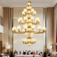 New Chinese-Style All-Copper Jade Living Room Chandelier, Villa Duplex Large Chandelier, New Model, Grand Jade Retro Large Lighting Fixture