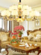 All-copper duplex building living room large chandelier simple new Chinese style mansion self-built house European style villa natural jade lamps