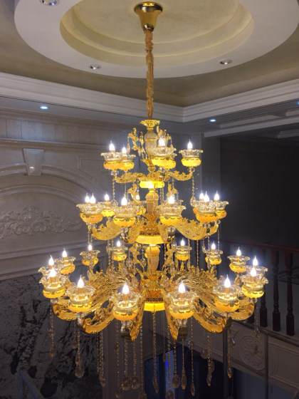 European style villa duplex building large chandelier living room crystal chandelier natural jade building hollow self-built house lamps