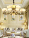 All-Copper Villa Chandelier, Simple European-Style Living Room Lamp, Duplex Floor New Chinese-Style High-Ceiling Lamp, Natural Jade Large Lighting Fixture