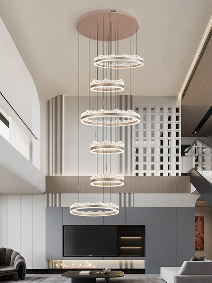 Modern Minimalist Living Room Chandelier, Light Luxury Dining Room Bedroom High-End Italian Smart Circle Lamp, Post-Modern Chandelier