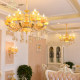 European Duplex Building House Crystal Chandelier Luxury Living Room Main Light Golden Natural Jade Large Chandelier Restaurant Lighting