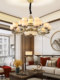 New Chinese-Style Living Room All-Copper Chandelier, Vintage Style Natural Jade Dining Room Bedroom Villa Hollow Duplex Chandelier