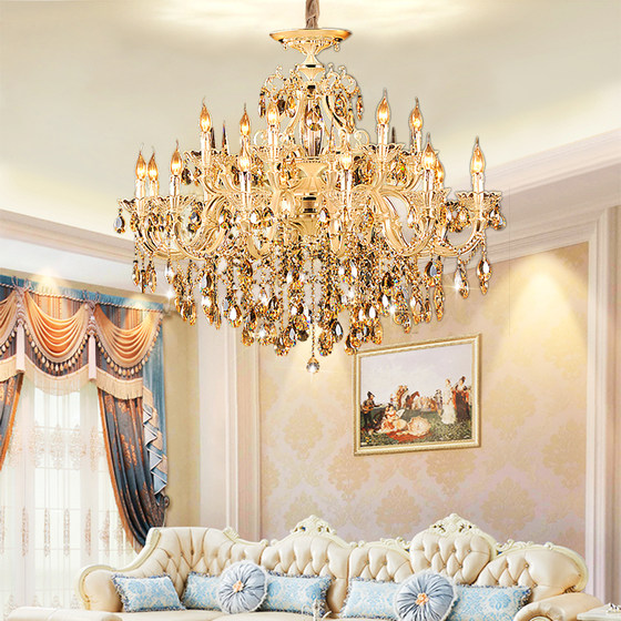 European-Style Crystal Chandelier Living Room Lamp, Luxurious and Elegant, Simple European-Style Dining Room, Bedroom, Duplex House, Villa Zinc Alloy Lighting Fixtures