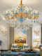 All-Copper French Crystal Large Chandelier European Accessible Luxury House Duplex Floor Living Room Lamp 24K Gold Dining Room Bedroom Lamps
