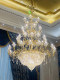Villa Duplex Building Living Room All-Copper Crystal Large Chandelier European-Style Restaurant Lamp Accessible Luxury French Empty 24K Gold Lamps