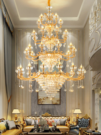 European duplex building villa large chandelier living room lamp simple modern light luxury building mid-floor hotel engineering French lamps