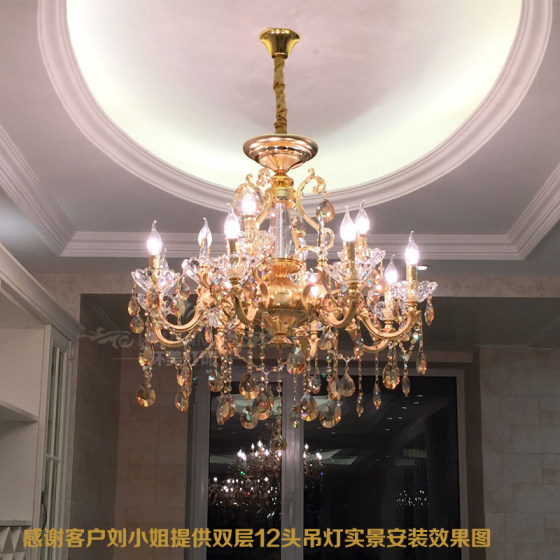 European-Style Crystal Chandelier Living Room Lamp, Luxurious and Elegant, Simple European-Style Dining Room, Bedroom, Duplex House, Villa Zinc Alloy Lighting Fixtures